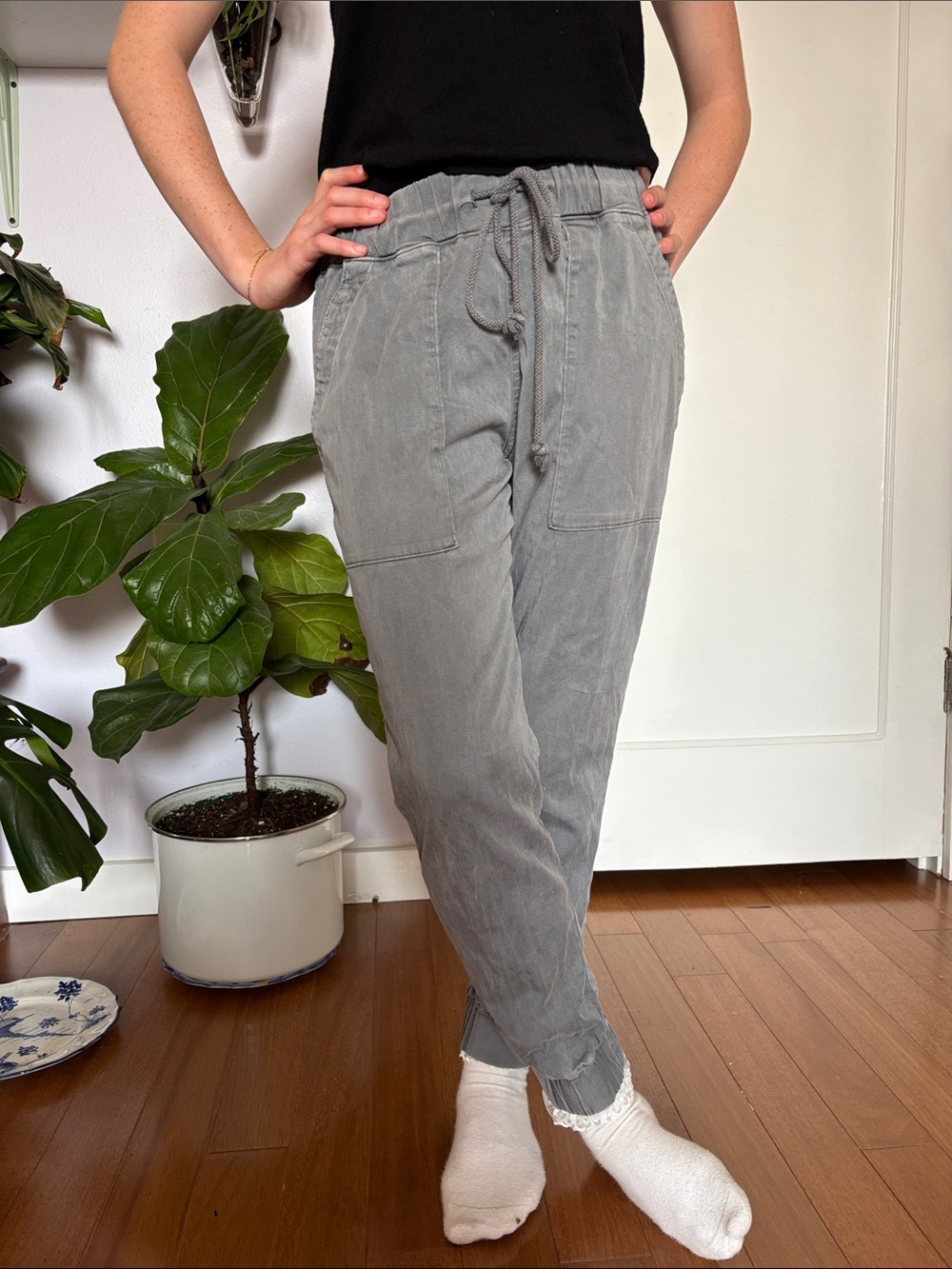 cloth & stone Gray Drawstring Track Joggers